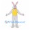 Rabbit Mascot Costume in Gray with Yellow Vest and Bow Tie