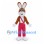 Rabbit Mascot Costume in Brown with Red Suspenders and Pants