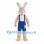 Rabbit Mascot Costume in Tan with Blue Shorts and Suspenders