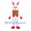 Rabbit Mascot Costume in White with Floral Vest