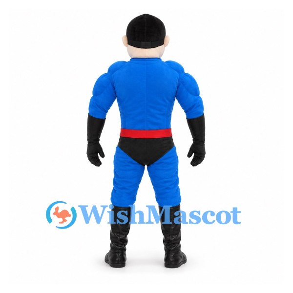 Superhero Mascot Costume in Blue with Black Eye Mask