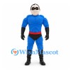 Superhero Mascot Costume in Blue with Black Eye Mask