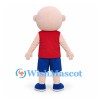 Boy Mascot Costume with Bald Head and Red Shirt