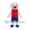 Boy Mascot Costume with Bald Head and Red Shirt