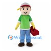 Boy Mascot Costume with Green Shirt and Gray Cap