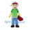 Boy Mascot Costume with Green Shirt and Gray Cap