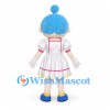 Girl Mascot Costume with Blue Hair and White Dress