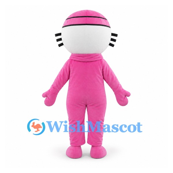 Snowman Mascot Costume in Pink with Matching Hat and Scarf