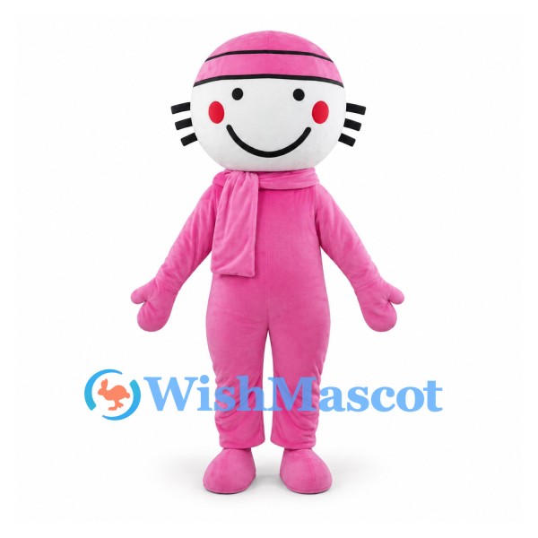 Snowman Mascot Costume in Pink with Matching Hat and Scarf