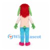 Monster Mascot Costume with Green Face and Long Red Hair