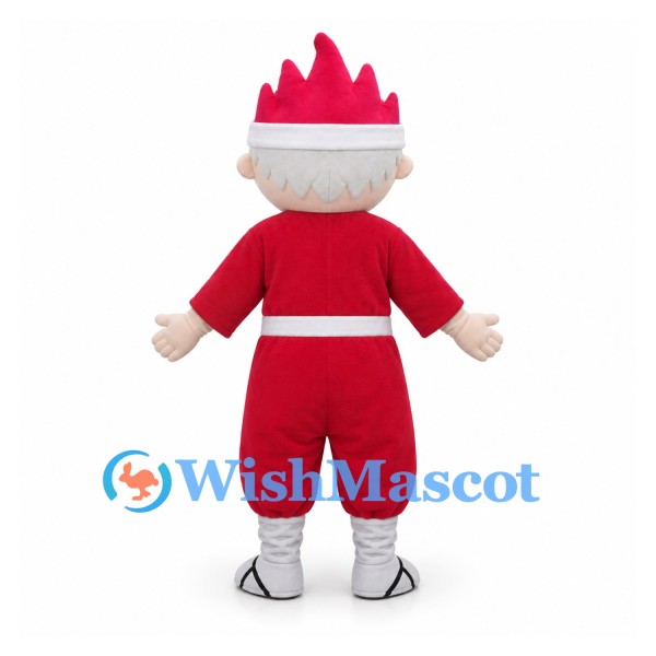 Boy Mascot Costume with Red Outfit and Crown