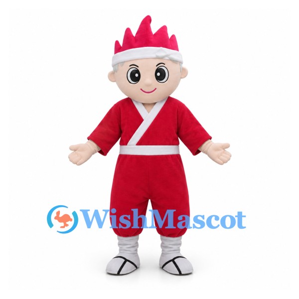 Boy Mascot Costume with Red Outfit and Crown