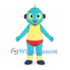 Bird Mascot Costume in Turquoise with Red Headphones