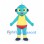 Bird Mascot Costume in Turquoise with Red Headphones
