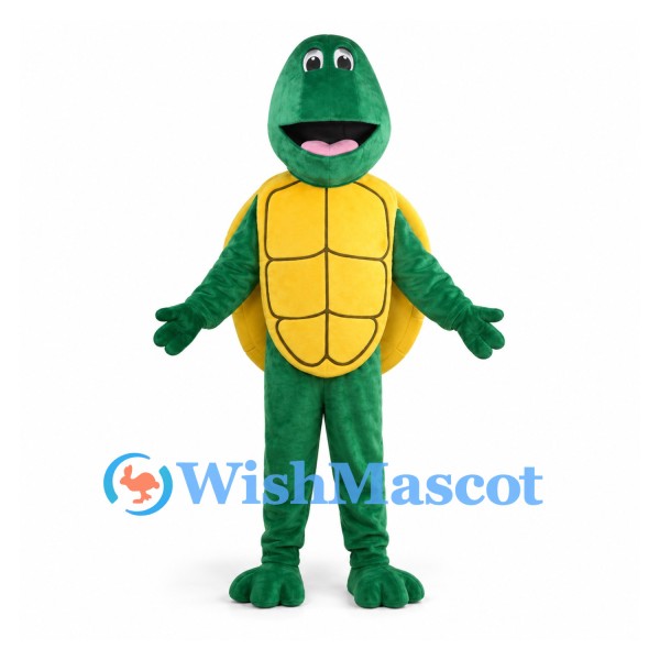Turtle Mascot Costume in Green with Yellow Shell