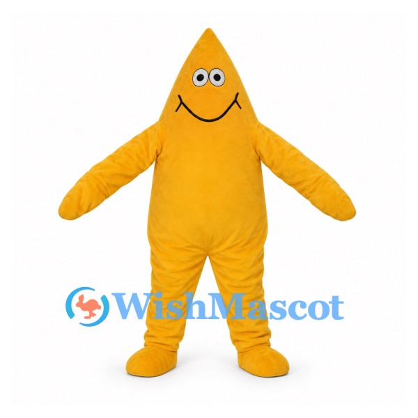 Star Mascot Costume in Yellow with Pointed Head