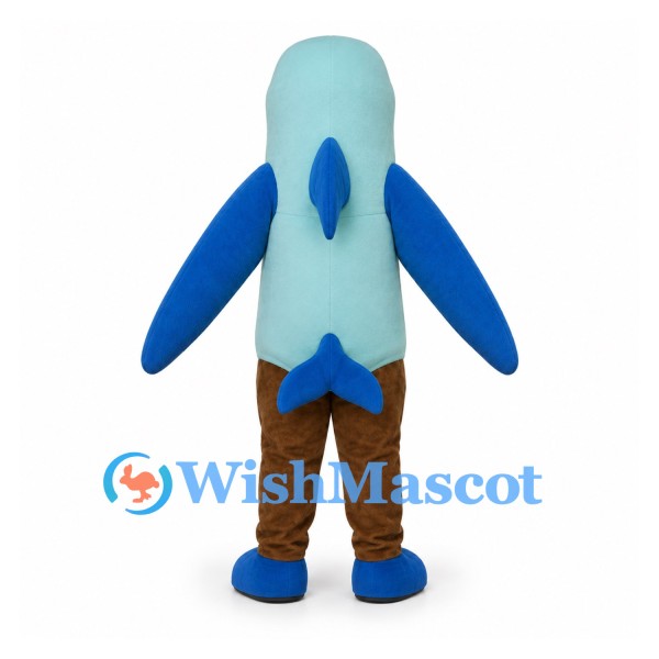 Bird Mascot Costume in Blue with Brown Pants