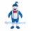 Shark Mascot Costume in Blue with Goggles and Bow Tie