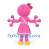 Alien Mascot Costume in Pink with Sailor Dress and Heart Bag