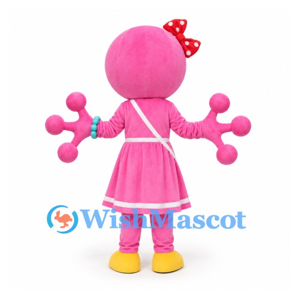 Alien Mascot Costume in Pink with Sailor Dress and Heart Bag