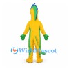 Dragon Mascot Costume in Yellow with Green Mane and Tail