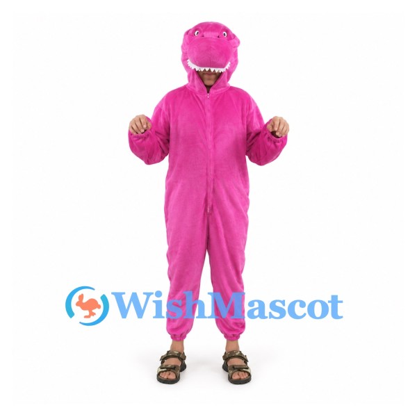 Shark Mascot Costume in Pink with Open Face Hood