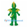 Dragon Mascot Costume in Green with Yellow Wings and Spines