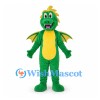 Dragon Mascot Costume in Green with Yellow Wings and Spines