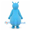 Hippo Mascot Costume in Blue with Rounded White Belly