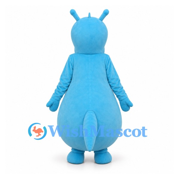 Hippo Mascot Costume in Blue with Rounded White Belly