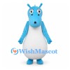 Hippo Mascot Costume in Blue with Rounded White Belly