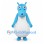 Hippo Mascot Costume in Blue with Rounded White Belly