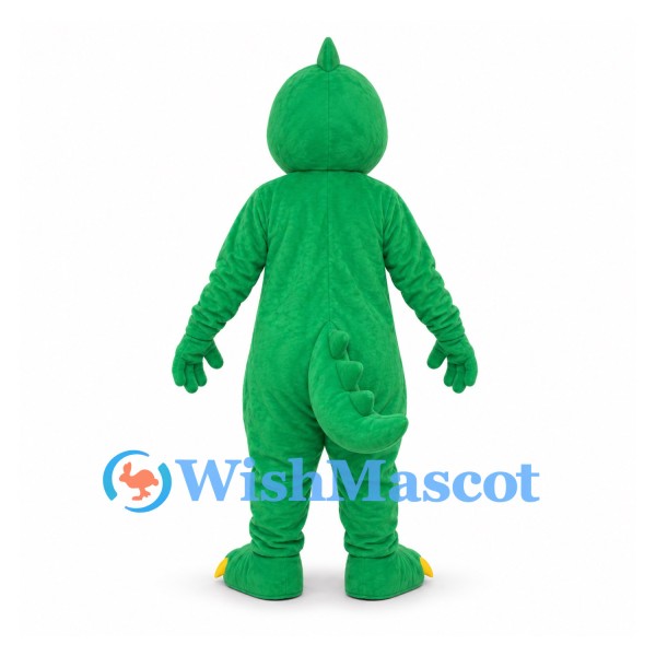 Dinosaur Mascot Costume in Green with Striped Yellow Belly