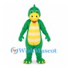 Dinosaur Mascot Costume in Green with Striped Yellow Belly