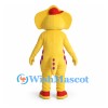Elephant Mascot Costume in Yellow with Green Belly and Red Cap