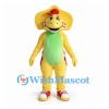 Elephant Mascot Costume in Yellow with Green Belly and Red Cap