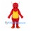 Dragon Mascot Costume in Red with Yellow Belly and White Horns