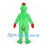 Chicken Mascot Costume in Green with Yellow Belly and Red Comb