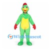 Chicken Mascot Costume in Green with Yellow Belly and Red Comb