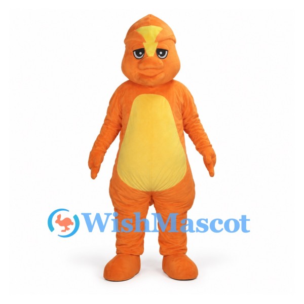 Dinosaur Mascot Costume in Orange with Yellow Belly