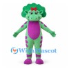Dinosaur Mascot Costume in Green with Purple Spots and Bow