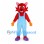 Cat Mascot Costume in Red with Light Blue Overalls