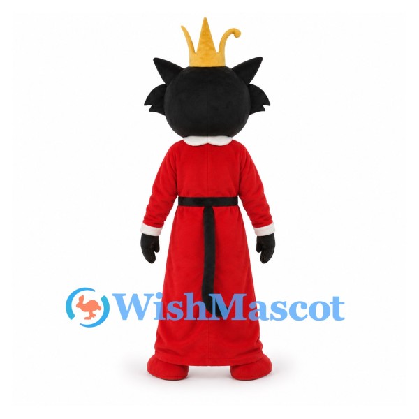 Cat Mascot Costume with Gold Crown and Red King Robe