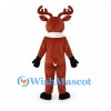 Reindeer Mascot Costume in Brown with White Belly and Red Nose