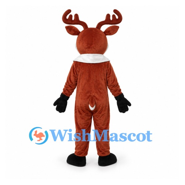 Reindeer Mascot Costume in Brown with White Belly and Red Nose