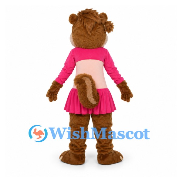 Monkey Mascot Costume with Pink Pleated Skirt and Long Tail