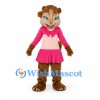 Monkey Mascot Costume with Pink Pleated Skirt and Long Tail