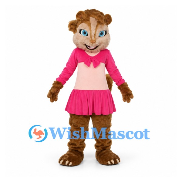 Monkey Mascot Costume with Pink Pleated Skirt and Long Tail