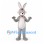 Rabbit Mascot Costume in Gray with White Belly and Red Nose