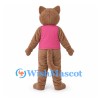 Bear Mascot Costume with Pink and Turquoise Color Block Shirt